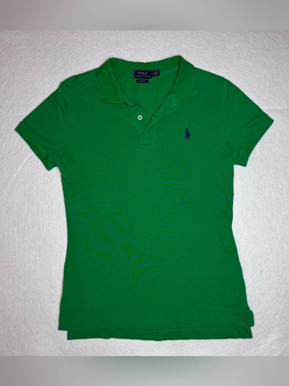 Ralph Lauren Slim Fit Kelly Green Classic Polo Tee - Women's Size Small - Picture 2 of 7